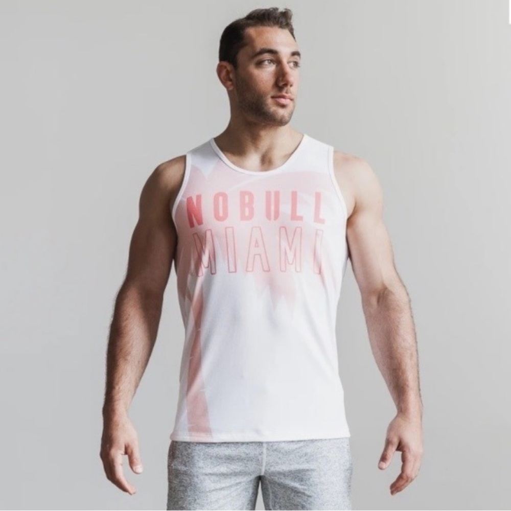 NWT NOBULL Men's Palm Tree Miami Muscle Tank - XXL - Pink